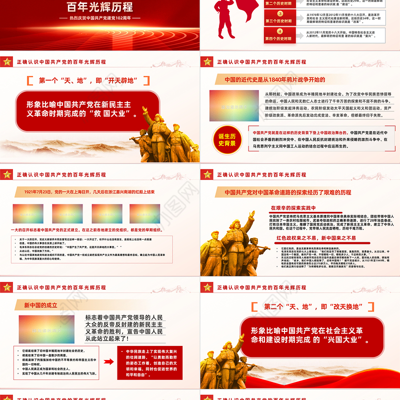 2023学好百年党史凝聚奋进力量PPT精美大气风七一建党节庆祝建党102周年专题党史党课课件模板