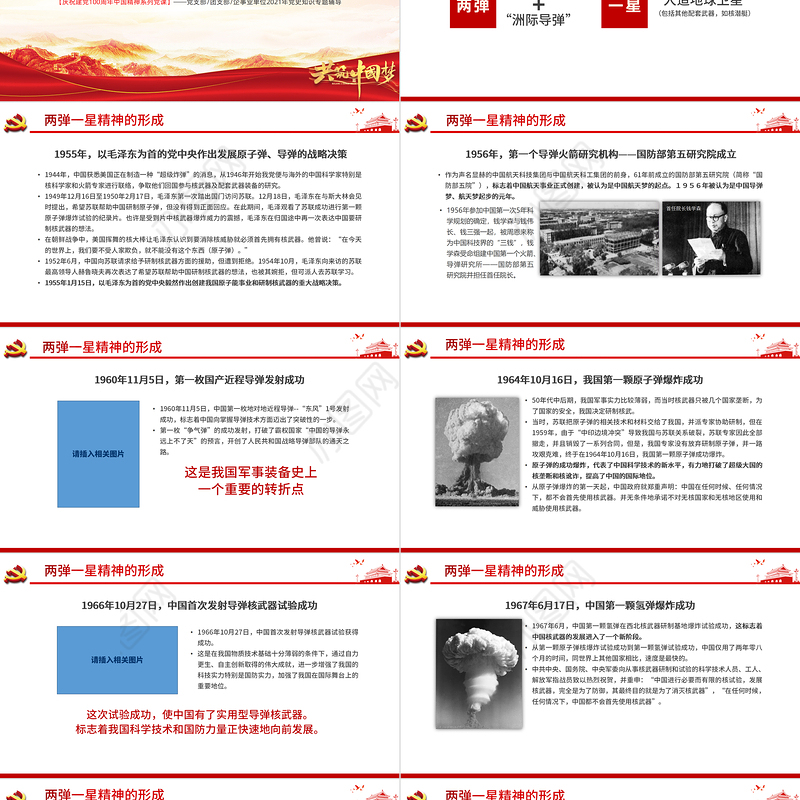 弘扬两弹一星精神PPT建党100周年中国精神谱系热爱祖国无私奉献自力更生艰苦奋斗大力协同勇于登攀科学家精神党课课件