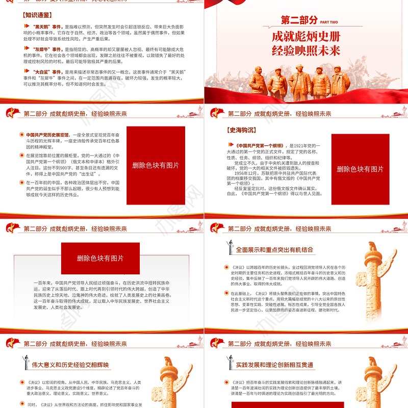 百年大党面对面PPT红色党政风深入学习建党百年之际我们当做出第三个历史决议专题党课课件模板