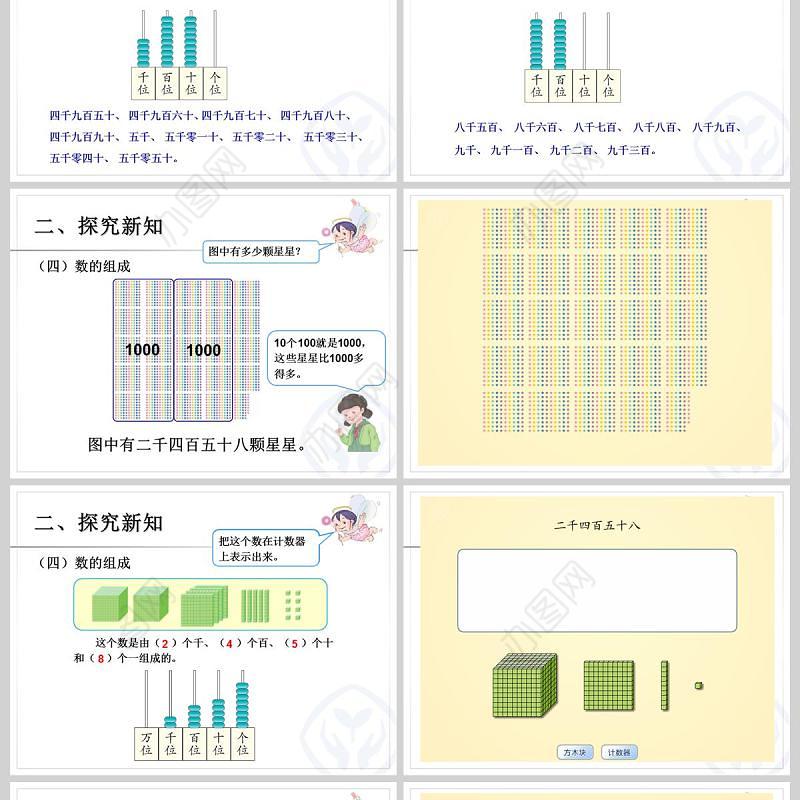 万以内数的认识1000以内数的认识PPT模板