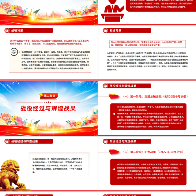 1940年百团大战简介PPT弘扬伟大抗战精神课件
