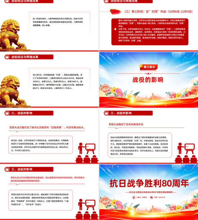 1940年百团大战简介PPT弘扬伟大抗战精神课件