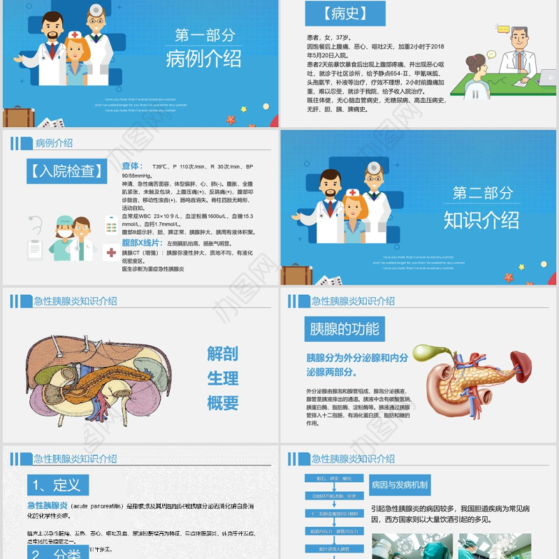 卡通风格急性胰腺炎病人的护理模板