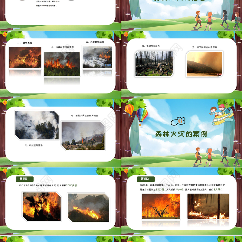 2022森林防火人人有责PPT绿色卡通风森林消防日知识宣讲主题教育班会课件模板