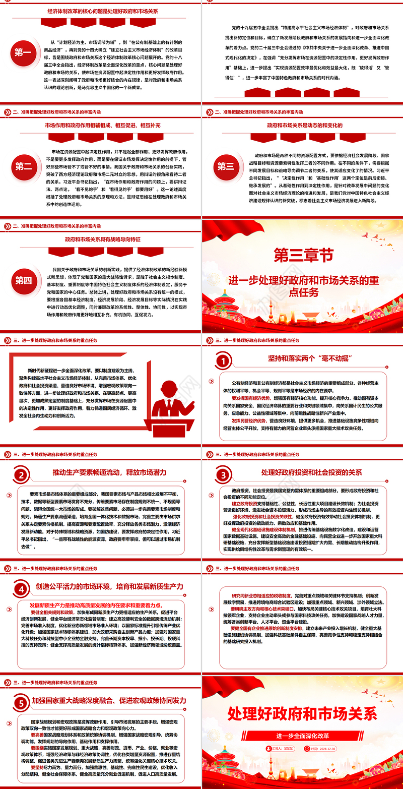 处理好政府和市场关系ppt2025大气党政进一步全面深化改革微党课
