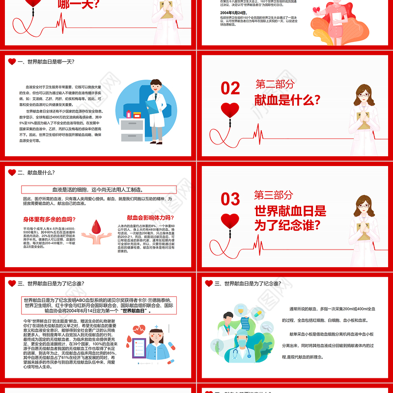 世界献血者日20周年PPT大气简洁无偿献血科普宣传课件