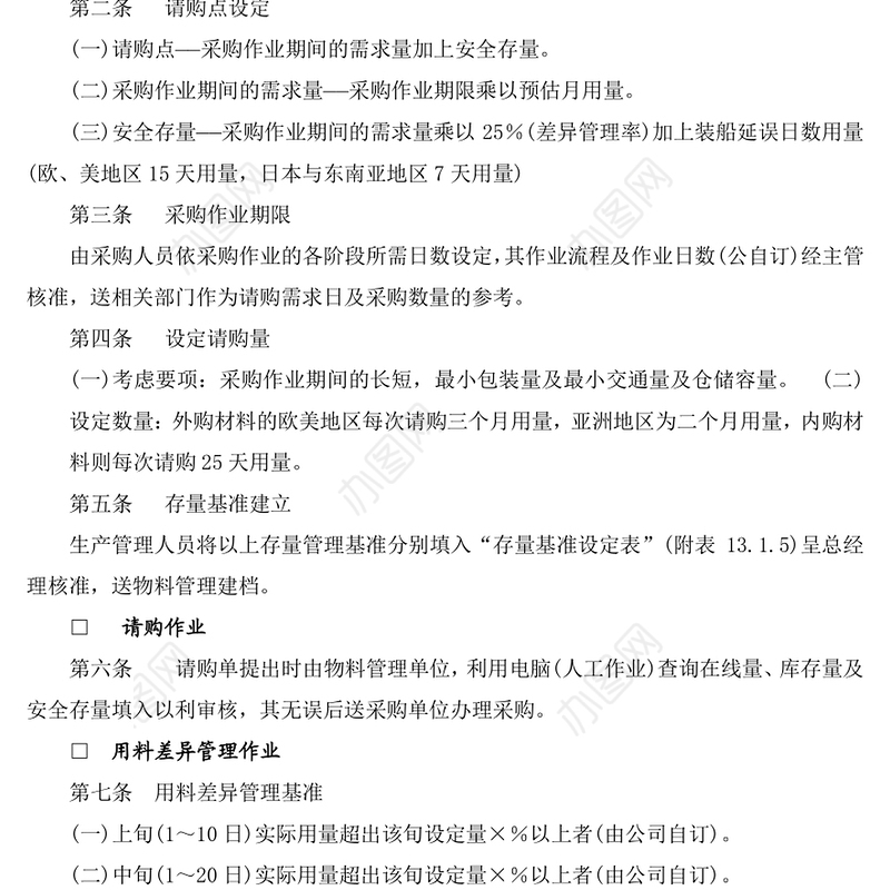 库存量管理作业细则