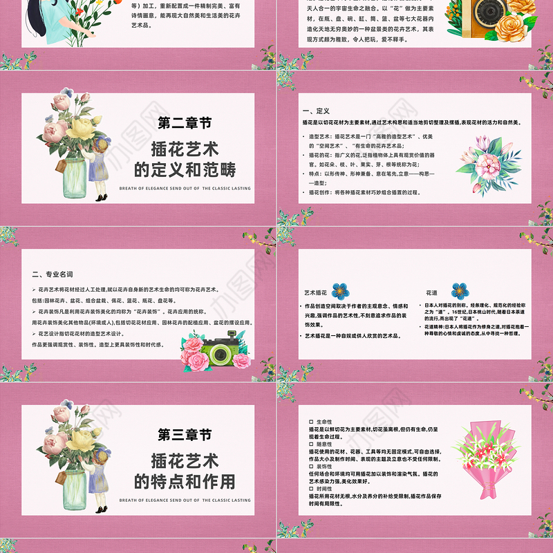 2022插花艺术PPT绿色清新风花艺培训教育课件模板下载