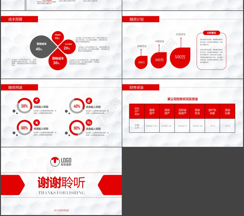 红色大气动感商务创业融资计划PPT模板