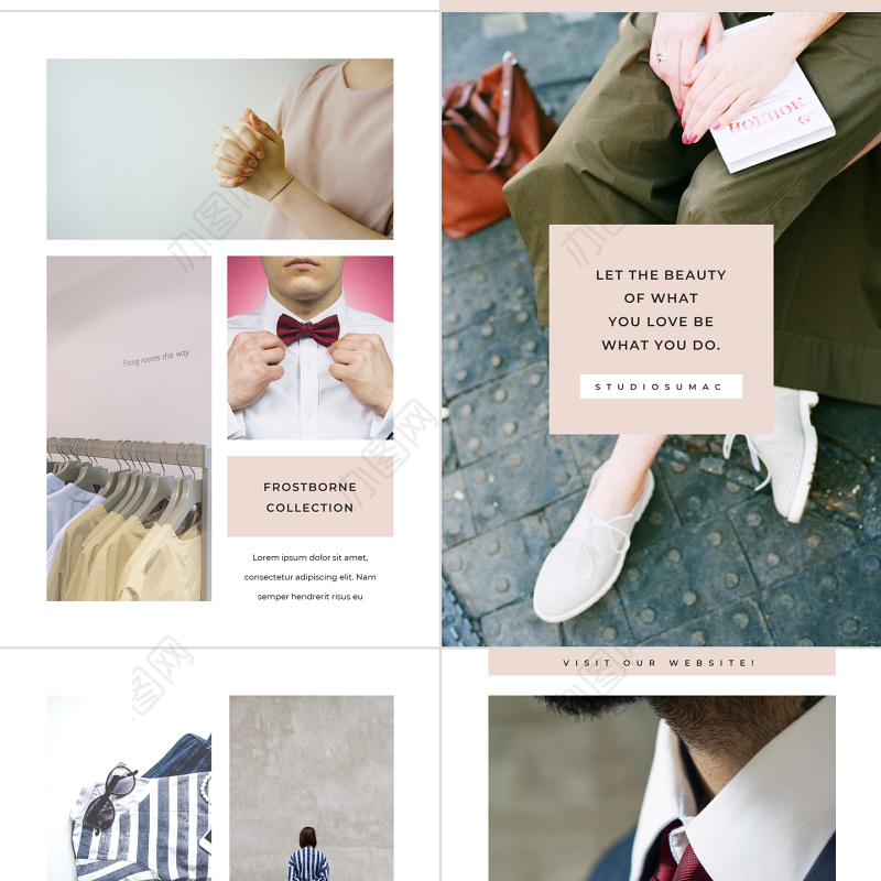 原创A4竖版粉色时装品牌宣传时尚PPT模板