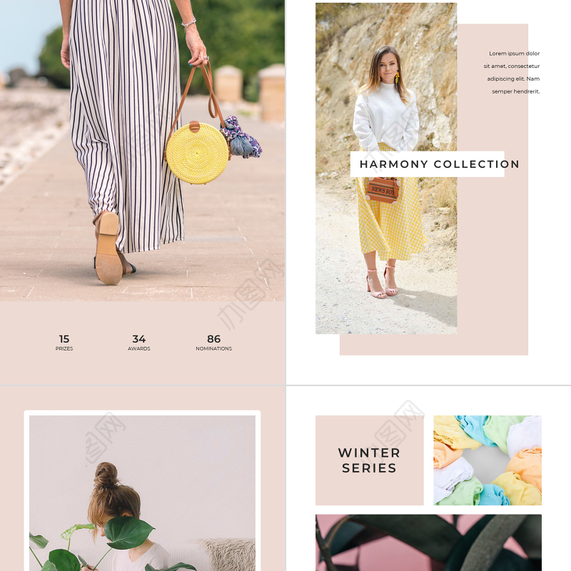 原创A4竖版粉色时装品牌宣传时尚PPT模板