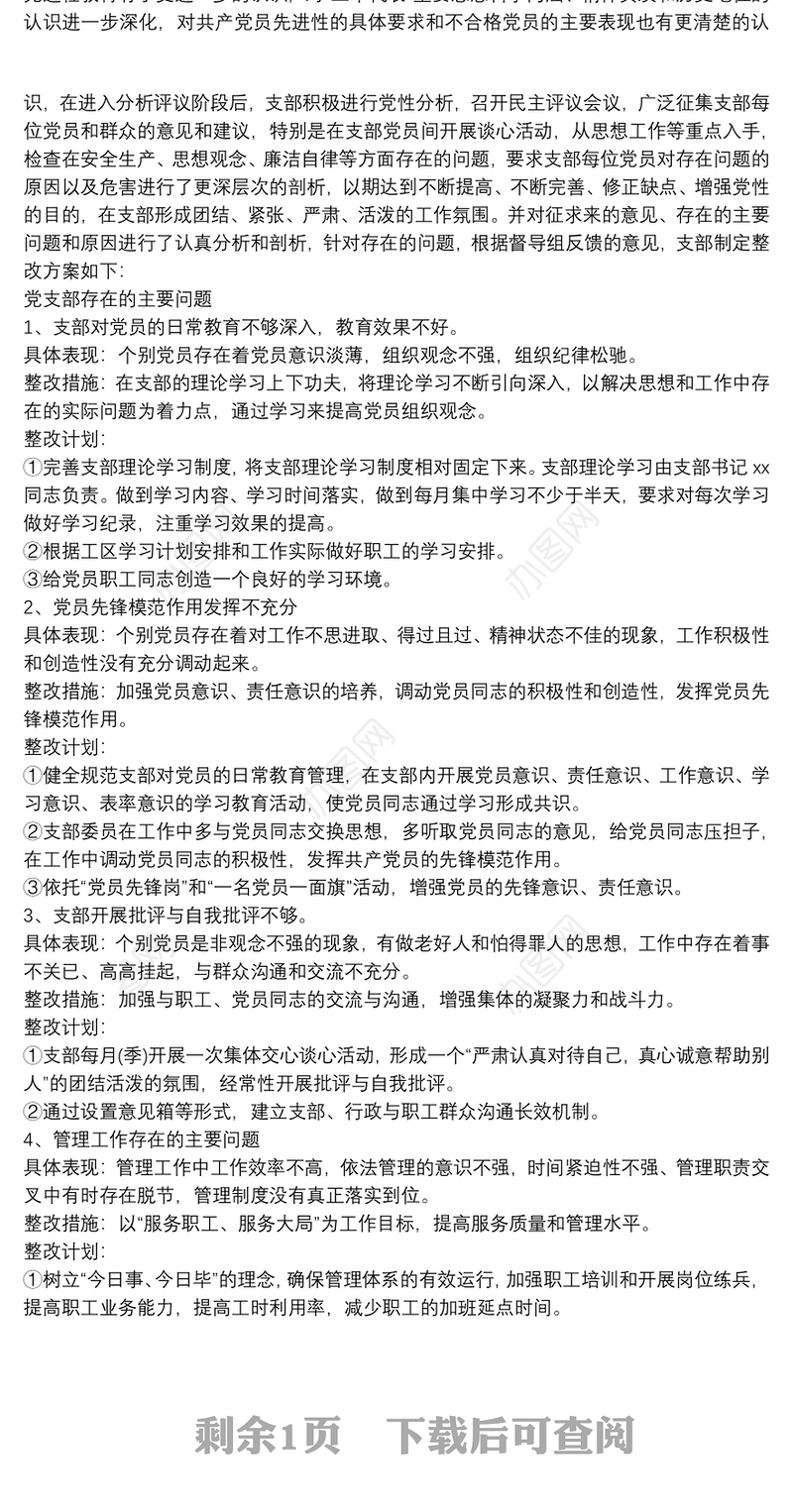 村党支部整改整理问题清单汇总