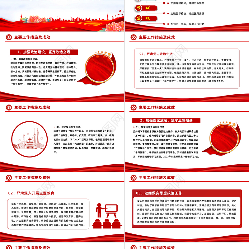 2023年党建工作年终总结PPT红色精美党建总结基层党支部汇报模板下载