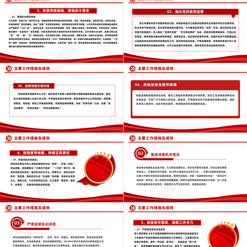 2023年党建工作年终总结PPT红色精美党建总结基层党支部汇报模板下载
