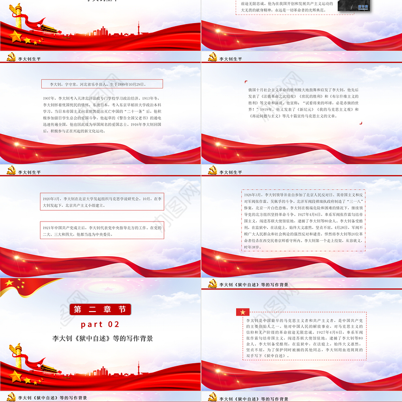 2021革命先驱李大钊PPT狱中自述尽显初心精神建党100周年革命人物介绍党课课件