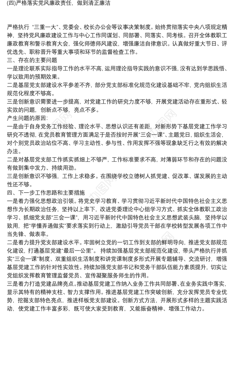 高校党委书记抓基层党建工作“第一责任人”述职报告