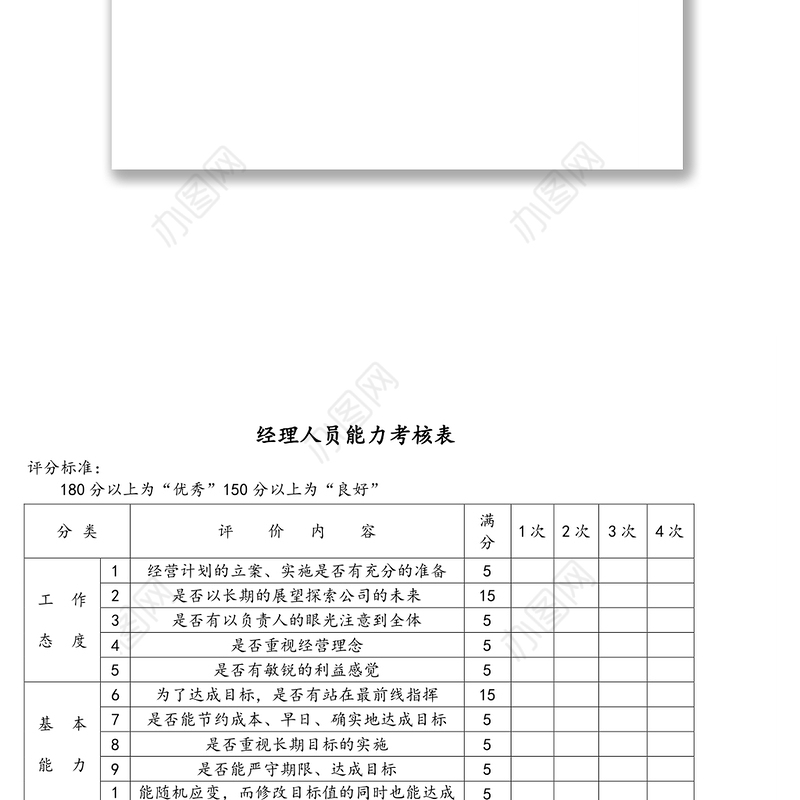 企业考核表格大全