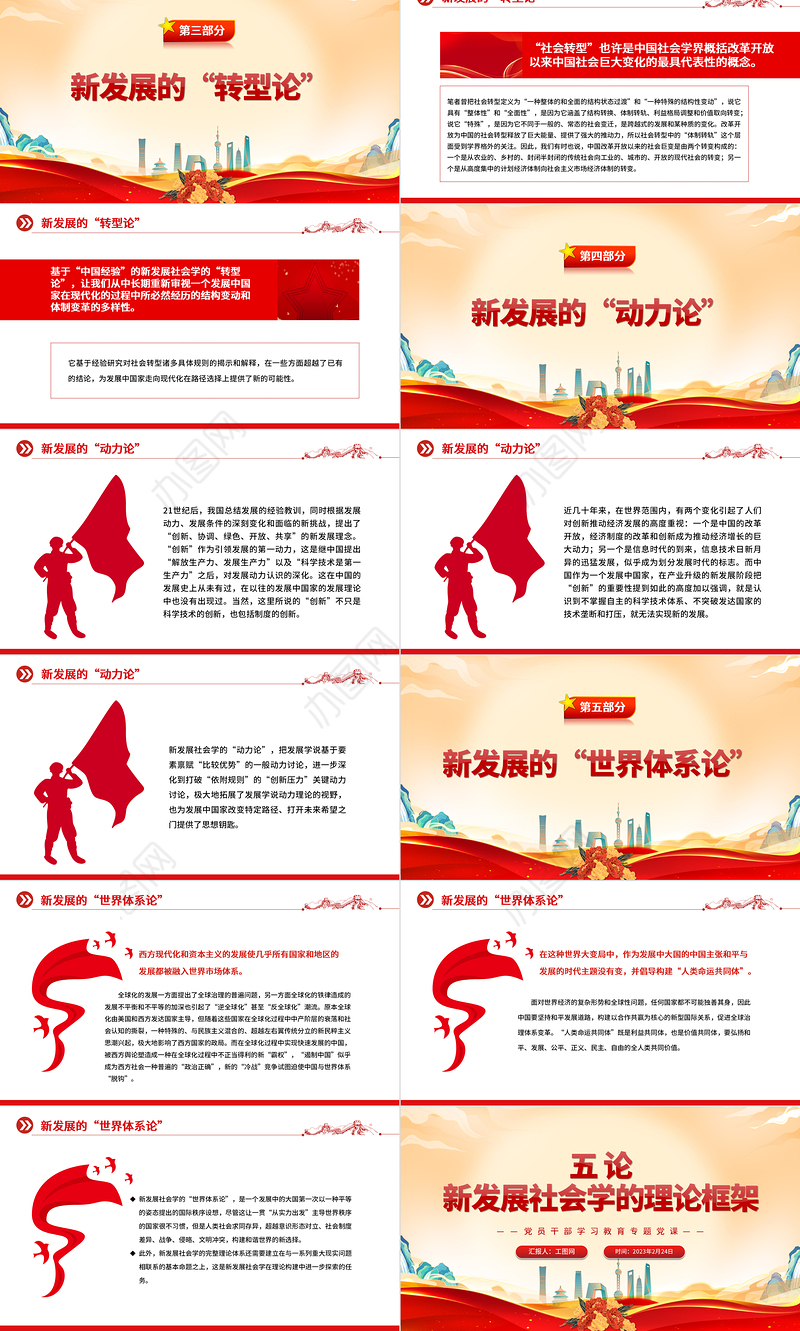 2023五论新发展社会学的理论框架PPT大气精美风党员干部学习教育专题党课课件