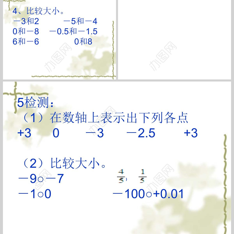  人教版六年级用数轴表示正负数PPT