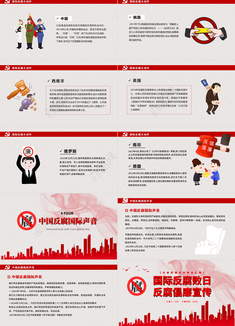 国际反腐败日PPT红色简洁反腐倡廉打击和预防腐败促进反腐国际合作课件