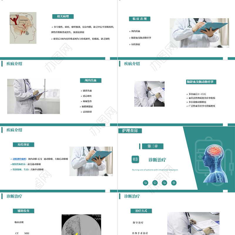 2022颅内动脉瘤护理查房PPT商务简约护理查房通用PPT