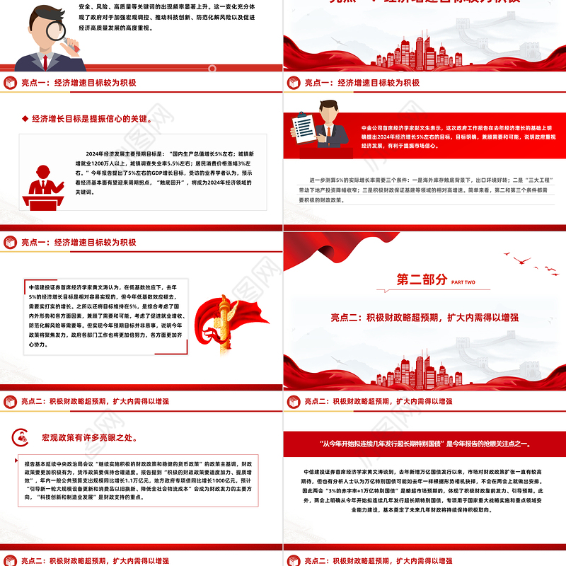 六大亮点看2024政府工作报告PPT大气简洁两会专题党课