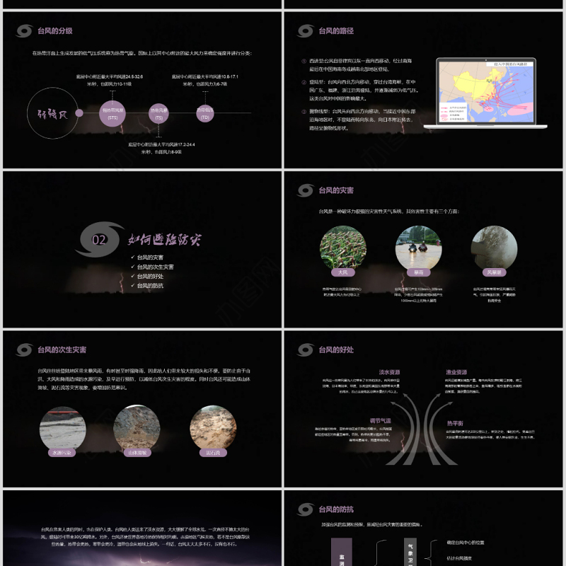 原创台风灾害与预防防灾知识培训抗灾动员PPT-版权可商用