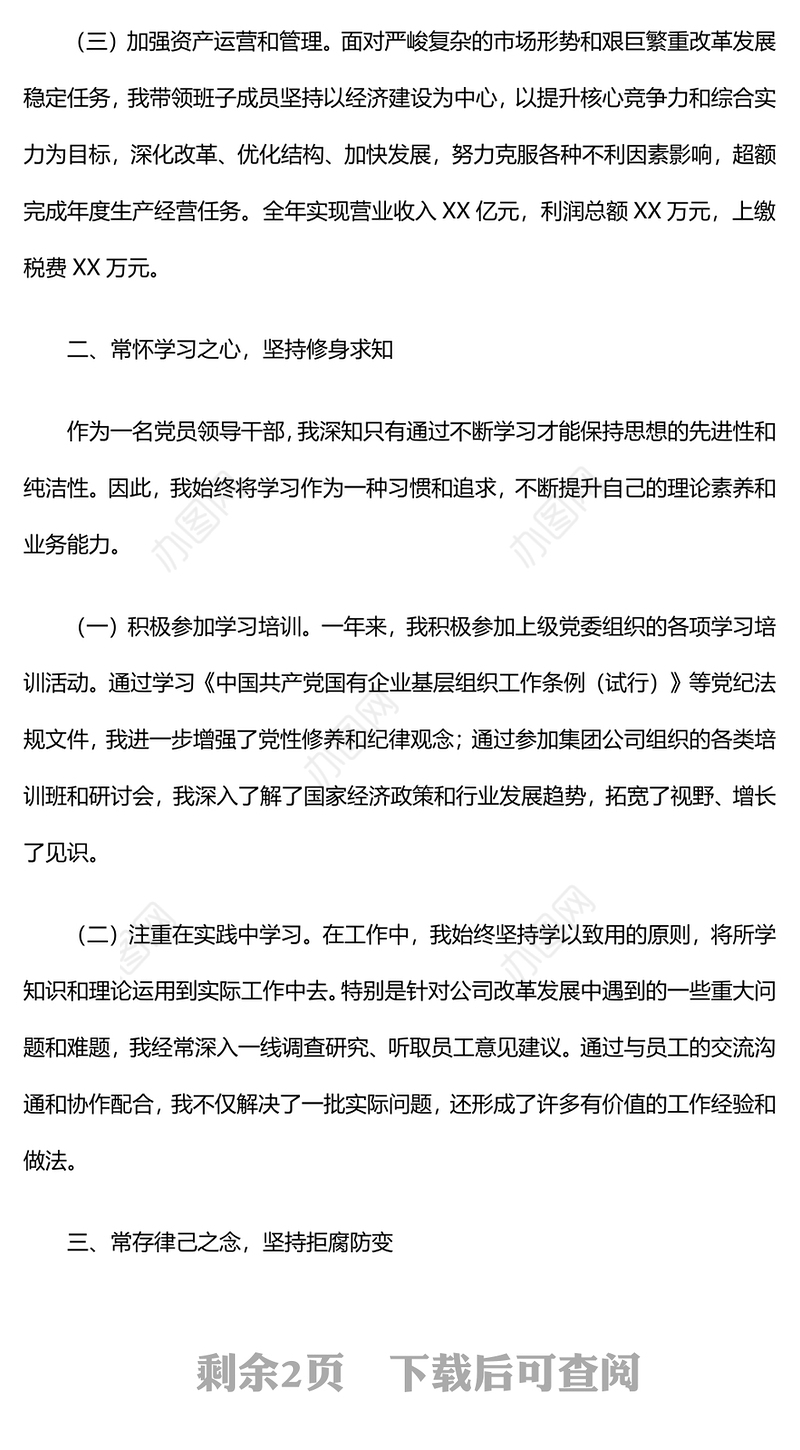2024年总经理述职述廉报告