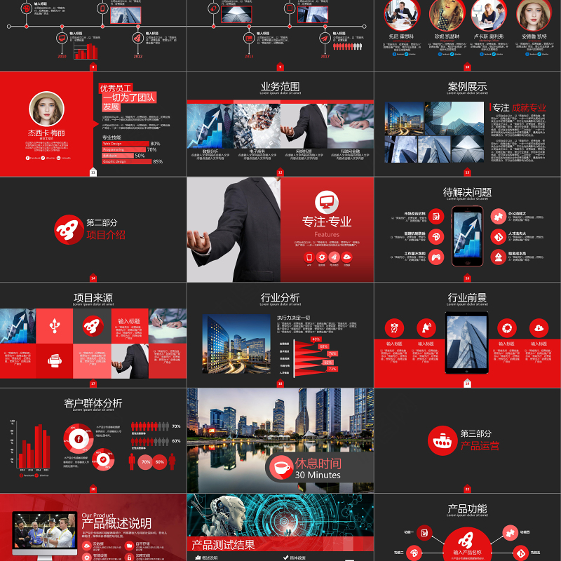 2019高端红黑商业计划PPT模板