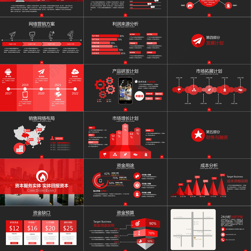 2019高端红黑商业计划PPT模板
