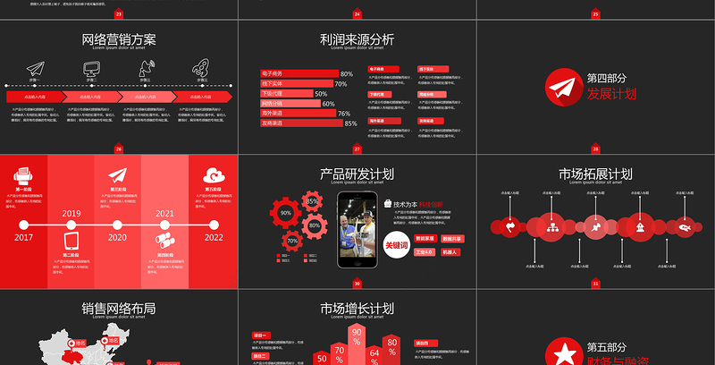 2019高端红黑商业计划PPT模板