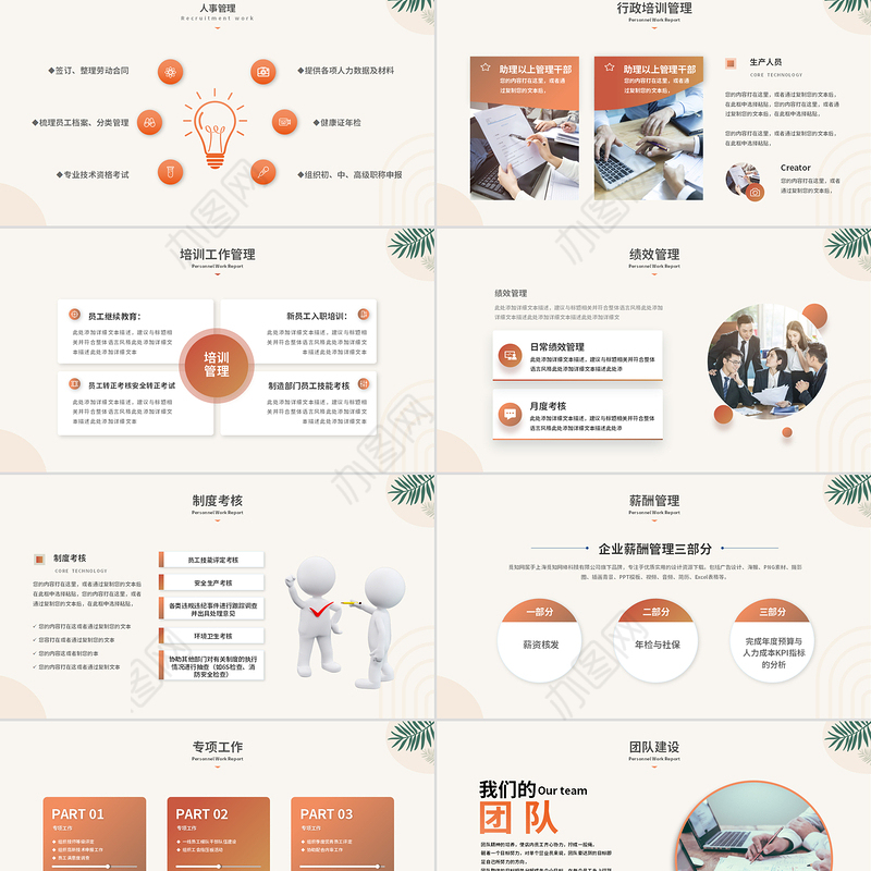 2025年人力资源部年终总结PPT彩色精美工作总结年终总计模板