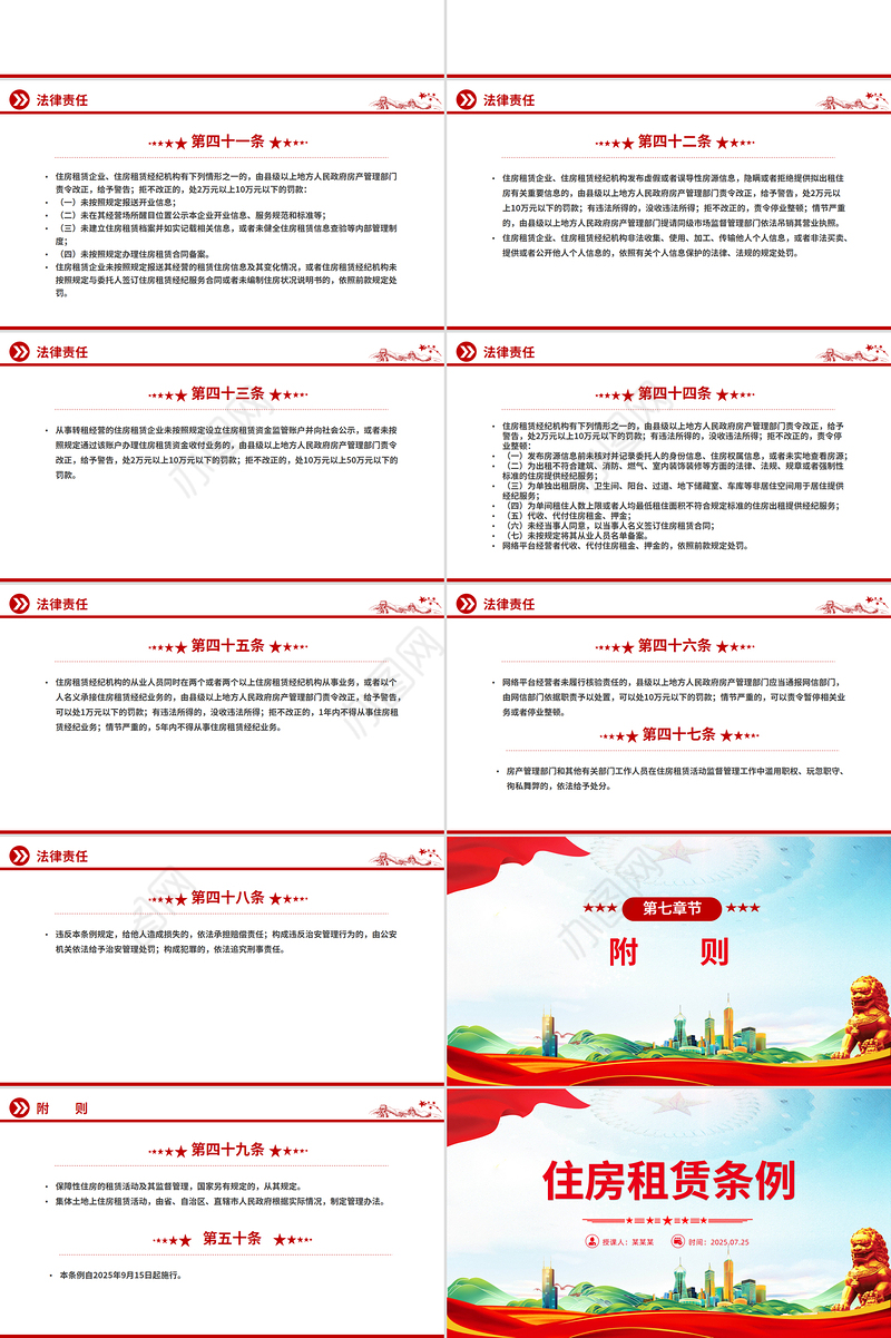 精美实用《住房租赁条例》PPT法律法规课件