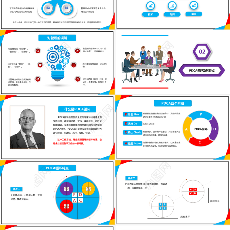 多彩商务微粒体PDCA企业通用品管圈PPT模板