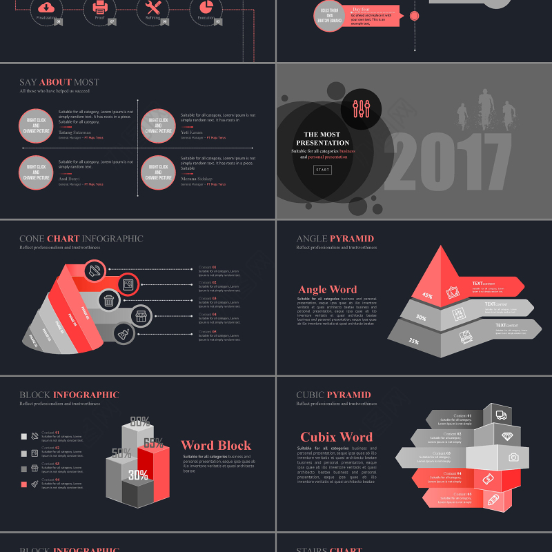 大气黑色质感商务动态PPT模板