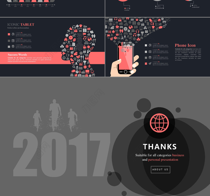 大气黑色质感商务动态PPT模板