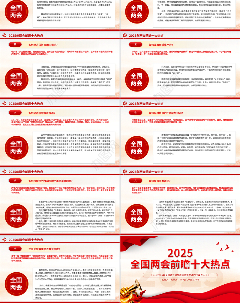 2025两会前瞻十大热点PPT大气精美关注两会聚焦民生专题课件
