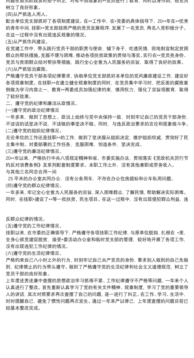 个人廉洁从政情况报告