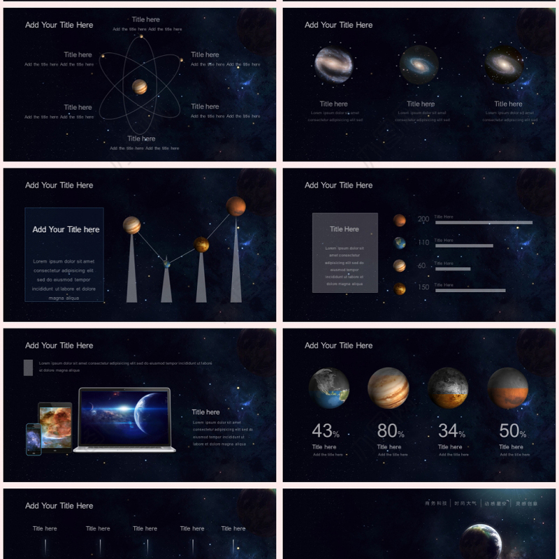 震撼动感星空宇宙商务科技汇报ppt模板