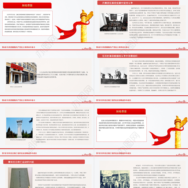 1919-2022团史故事100讲PPT庆祝中国共青团建团100周年团史学习教育专题团课