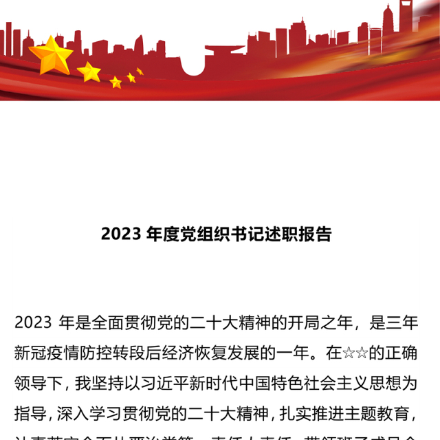 党组织书记述职报告PPT精美大气年终党建总结模板下载(讲稿)