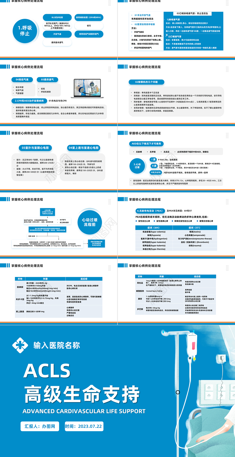 2023ACLS高级生命支持PPT商务风高级生命支持课件模板下载