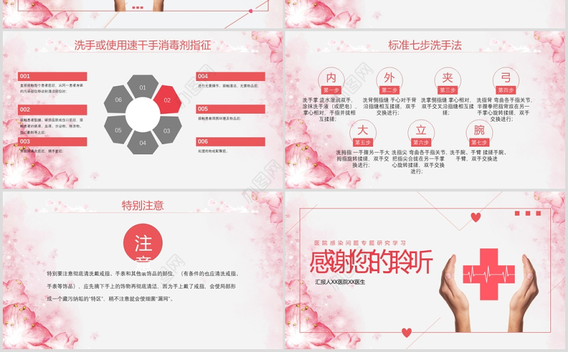 红色护理工作中医院感染问题医疗PPT