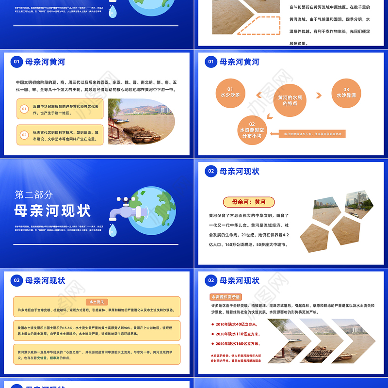 2023关爱河湖保护母亲河PPT保卫黄河保护母亲河主题班会课件模板