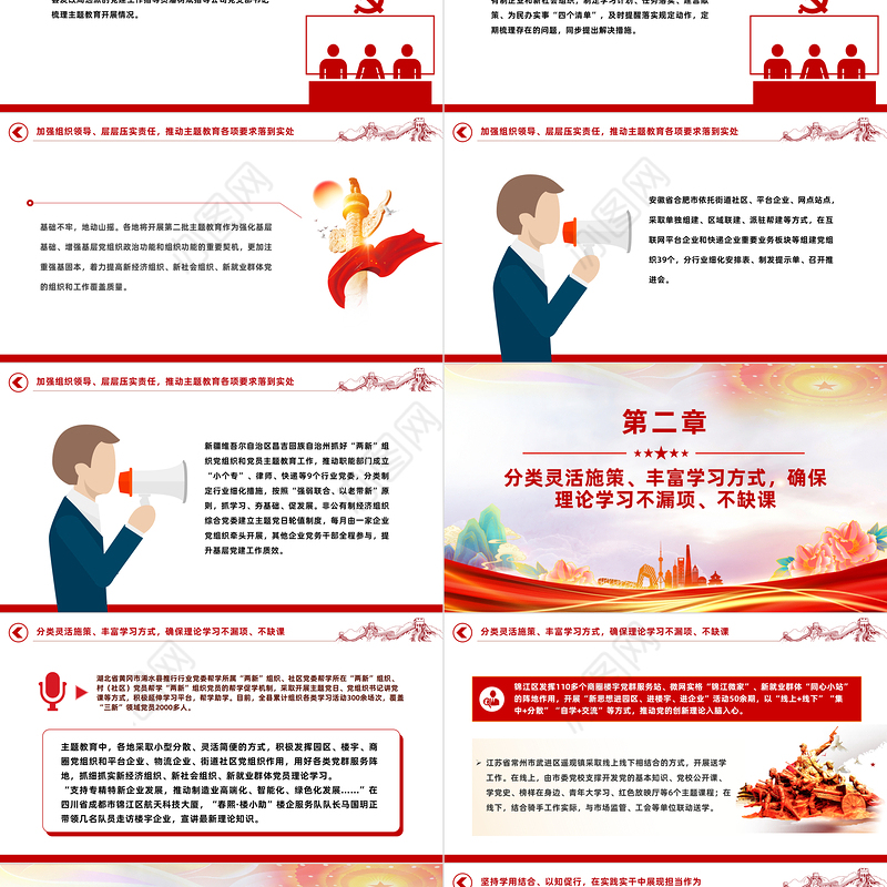 红色简洁三新领域主题教育经验做法PPT党课