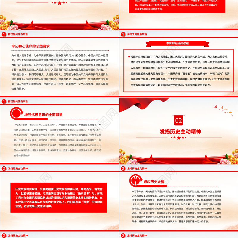 2022永葆“赶考”的清醒和坚定PPT大气党建风党员干部学习教育专题党课党建课件