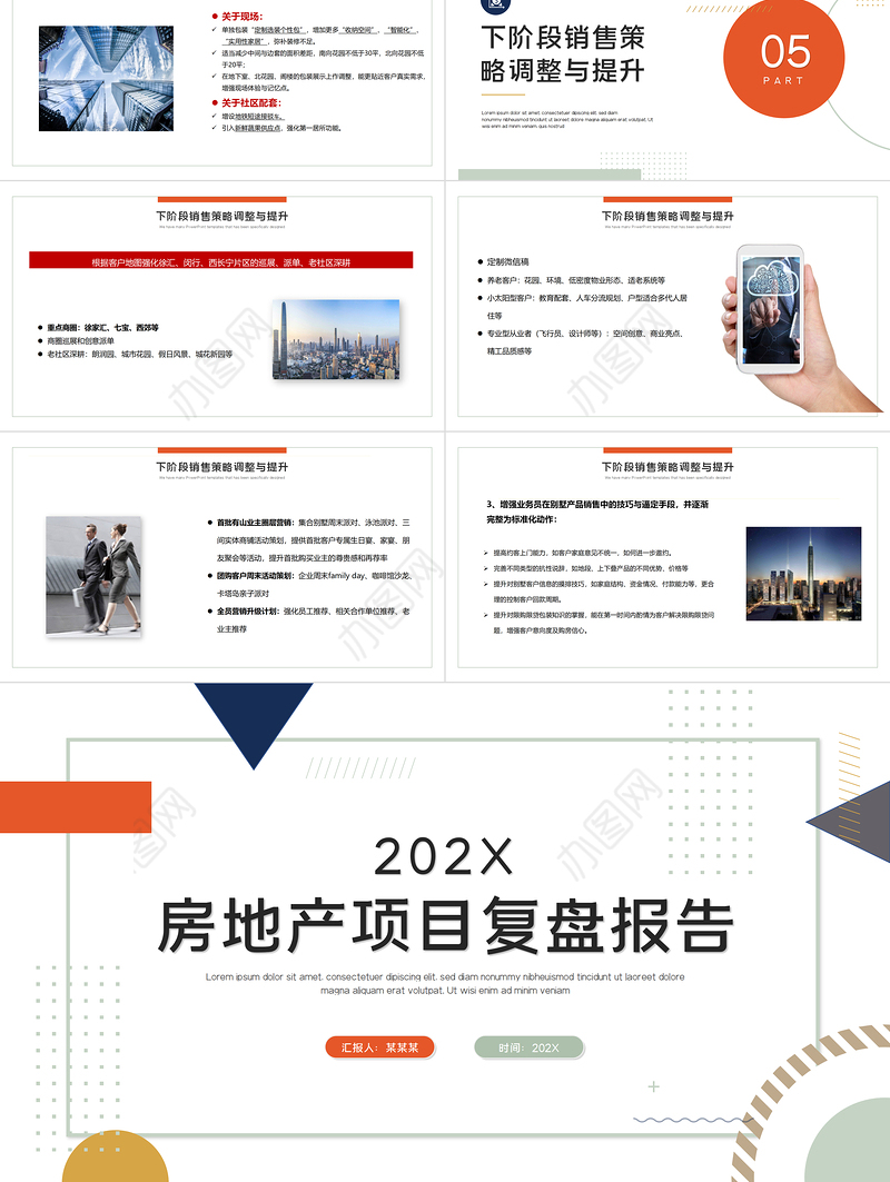 项目复盘报告PPT红色高端房地产年终复盘年度工作报告述职汇报模板