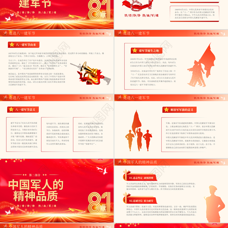 庆祝建军98周年PPT致敬最可爱的人八一建军节课件下载