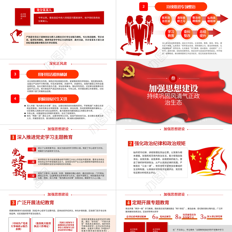 2021-2022年度党风廉政建设主体责任情况报告PPT红色简洁坚守政治担当深化正风肃纪加强思想建设深化改革创新党课