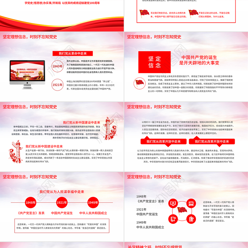 1921-2021知党史感党恩跟党走PPT以优异成绩迎接建党100周年党史学习PPT
